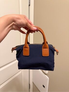 Classic Navy Tote with Tan Leather Handles